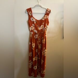 BOG Collection Rustic Brown Floral Jumpsuit